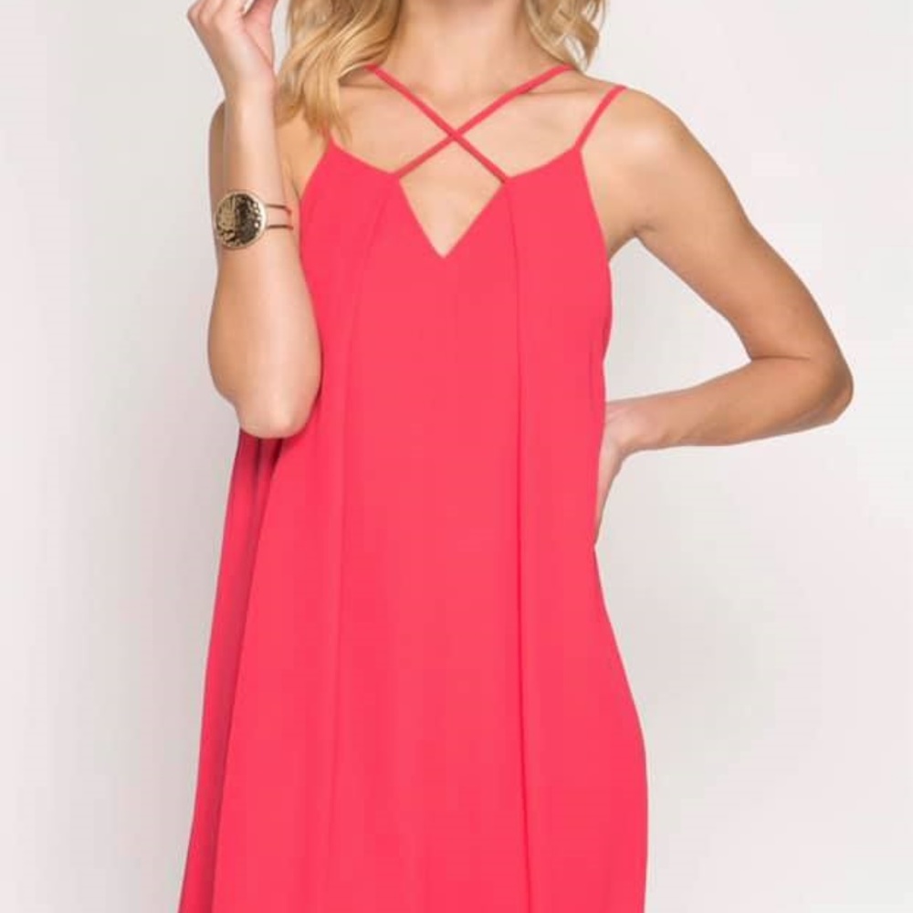 SPAGHETTI STRAP SHIFT DRESS